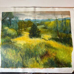 Original Elaine Finsilver Painting Verdant Hills Landscape